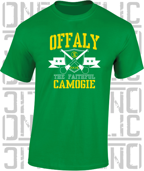 Crossed Hurls Camogie T-Shirt Adult - Offaly