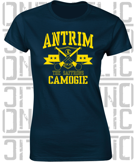 Crossed Hurls Camogie T-Shirt - Ladies Skinny-Fit - All Counties Available