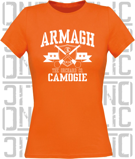 Crossed Hurls Camogie T-Shirt - Ladies Skinny-Fit - Armagh