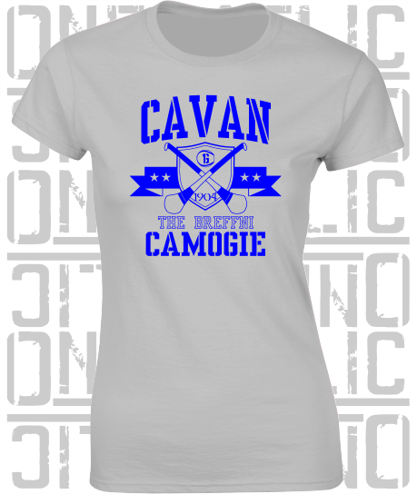 Crossed Hurls Camogie T-Shirt - Ladies Skinny-Fit - Cavan