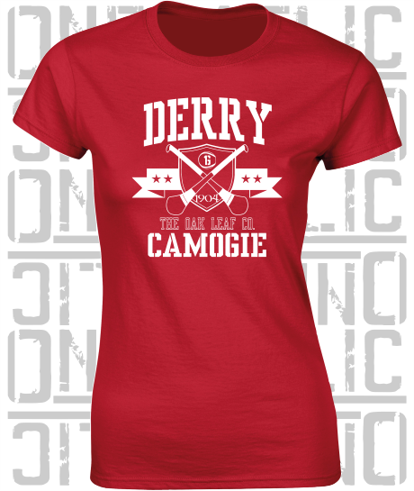 Crossed Hurls Camogie T-Shirt - Ladies Skinny-Fit - All Counties Available