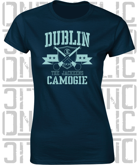 Crossed Hurls Camogie T-Shirt - Ladies Skinny-Fit - Dublin