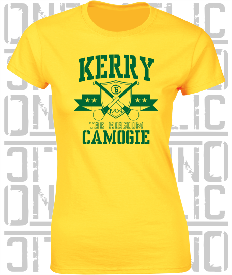 Crossed Hurls Camogie T-Shirt - Ladies Skinny-Fit - Kerry