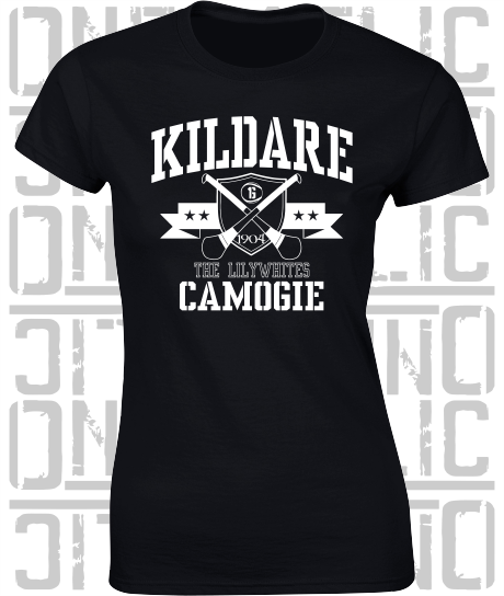 Crossed Hurls Camogie T-Shirt - Ladies Skinny-Fit - Kildare