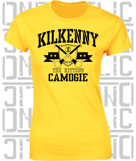 Crossed Hurls Camogie T-Shirt - Ladies Skinny-Fit - Kilkenny