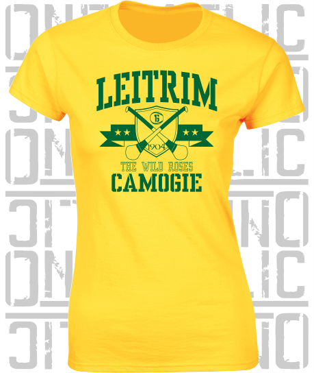 Crossed Hurls Camogie T-Shirt - Ladies Skinny-Fit - Leitrim