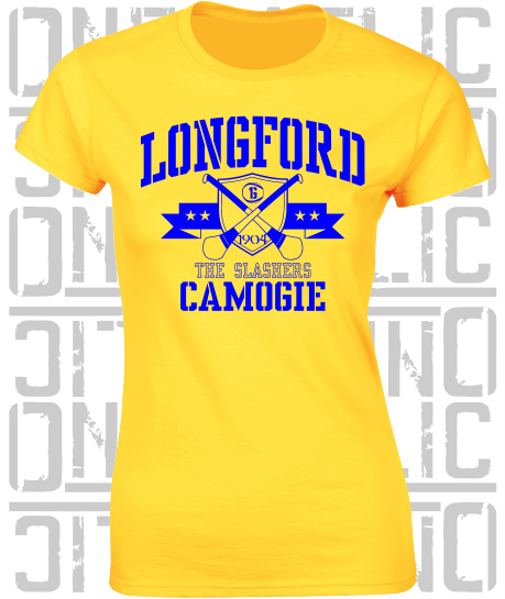 Crossed Hurls Camogie T-Shirt - Ladies Skinny-Fit - All Counties Available