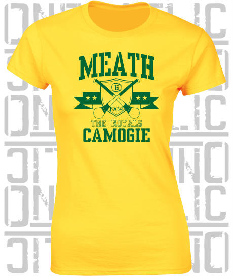 Crossed Hurls Camogie T-Shirt - Ladies Skinny-Fit - Meath