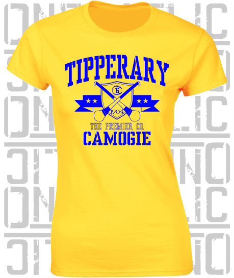 Crossed Hurls Camogie T-Shirt - Ladies Skinny-Fit - All Counties Available