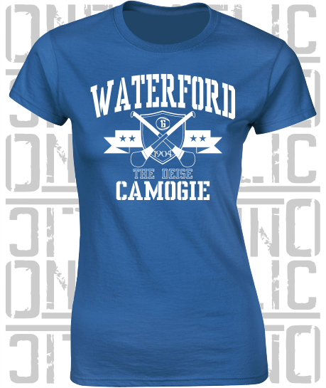 Crossed Hurls Camogie T-Shirt - Ladies Skinny-Fit - All Counties Available