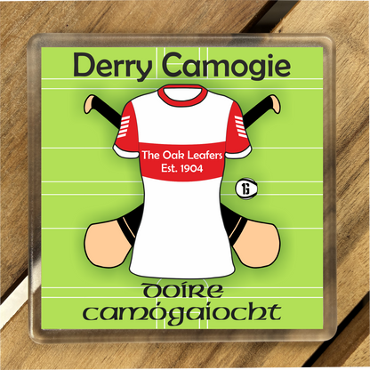 County Derry Coasters. Hurling, Camogie, Gaelic Football, & Ladies Gaelic Football. Gaelic Games, drinks coasters.