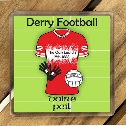 County Derry Coasters. Hurling, Camogie, Gaelic Football, & Ladies Gaelic Football. Gaelic Games, drinks coasters.