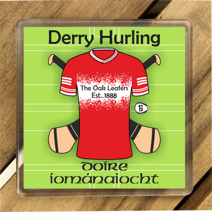 County Derry Coasters. Hurling, Camogie, Gaelic Football, & Ladies Gaelic Football. Gaelic Games, drinks coasters.