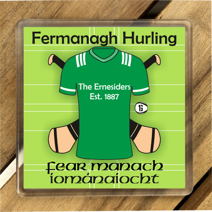 County Fermanagh Coasters. Hurling, Camogie, Gaelic Football, & Ladies Gaelic Football. Gaelic Games, drinks coasters.