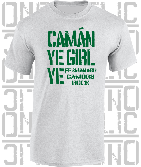 Camán Ye Girl Ye, Camogie T-Shirt- Kids - All Counties Available