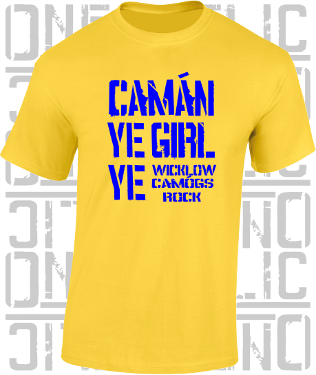 Camán Ye Girl Ye, Camogie T-Shirt- Kids - All Counties Available