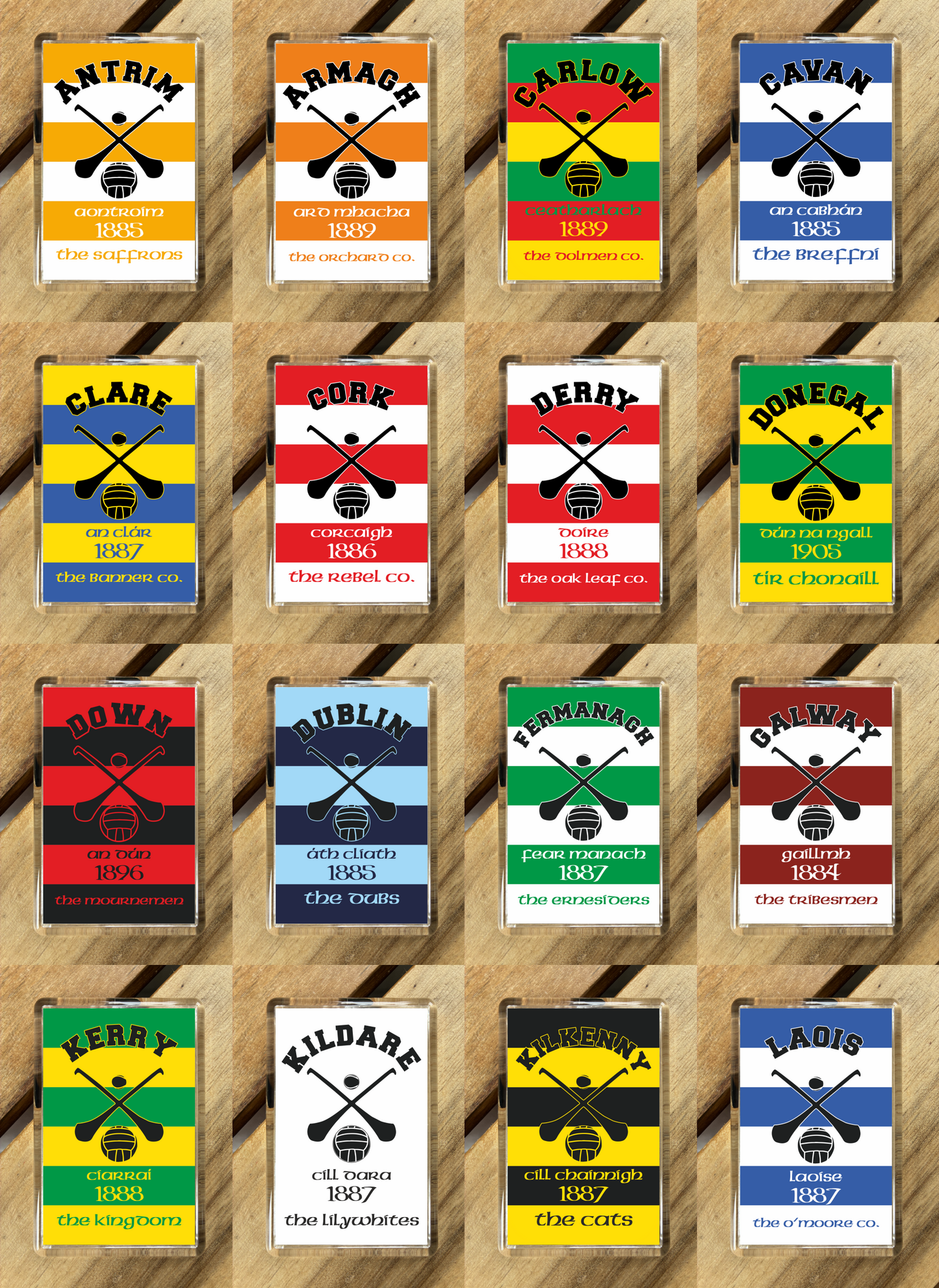 Gaelic Games (GAA) County Colours Plastic Fridge Magnet - All Irish Counties Available. Hurling Camogie Gaelic Football Ladies Gaelic Football
