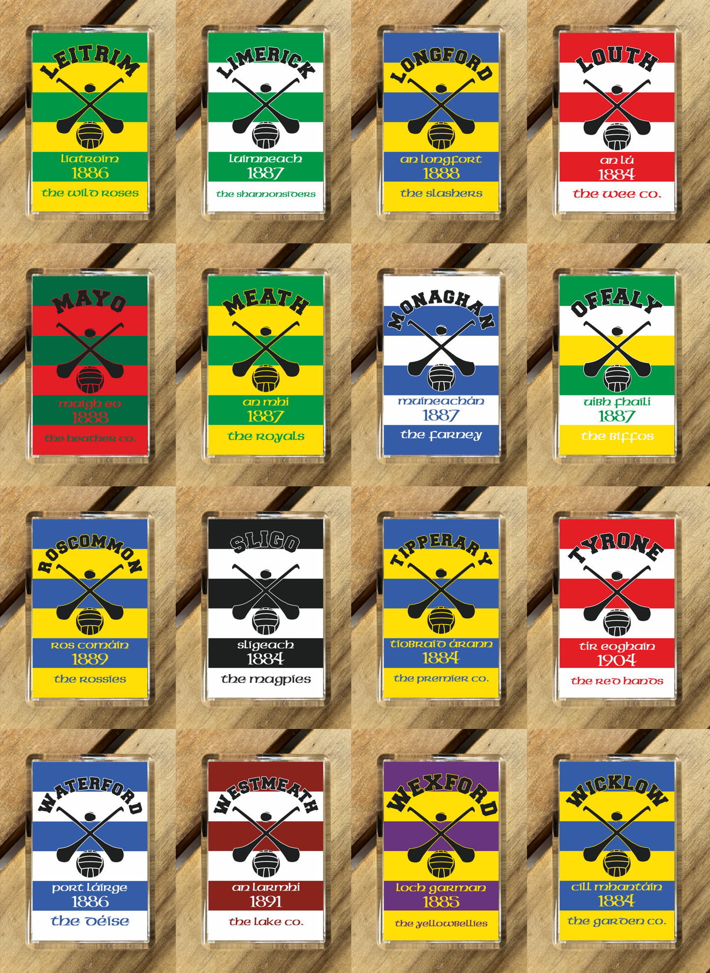 Gaelic Games (GAA) County Colours Plastic Fridge Magnet - All Irish Counties Available. Hurling Camogie Gaelic Football Ladies Gaelic Football