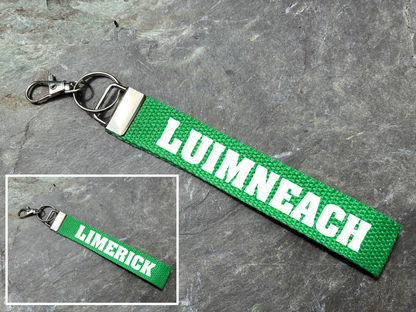 County Colours Gaelic Games Wristlet/Keyring/Keyfob -  IRL - Hurling, Camogie, Football, Ladies Football & Handball. Wrist Lanyard.