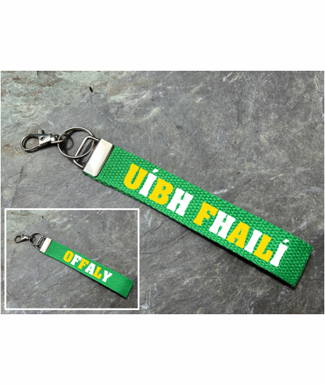County Offaly/Uíbh Fhailí Gaelic Games Wristlet/Keyring/Keyfob - GAA - Hurling, Camogie, Football, Ladies Football & Handball. Wrist Lanyard.