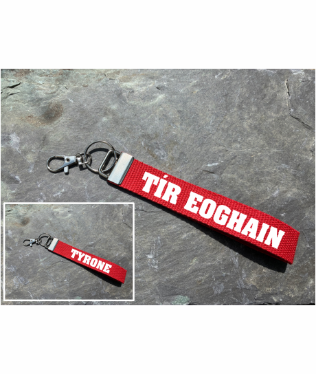 County Tyrone/Tír Eoghain Gaelic Games Wristlet/Keyring/Keyfob - GAA - Hurling, Camogie, Football, Ladies Football & Handball. Wrist Lanyard.