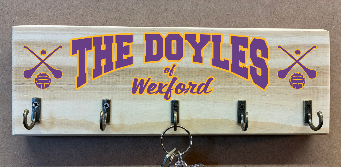 Personalised Family Name and County/Club Key Holder/Hooks (made from reclaimed pallet wood)