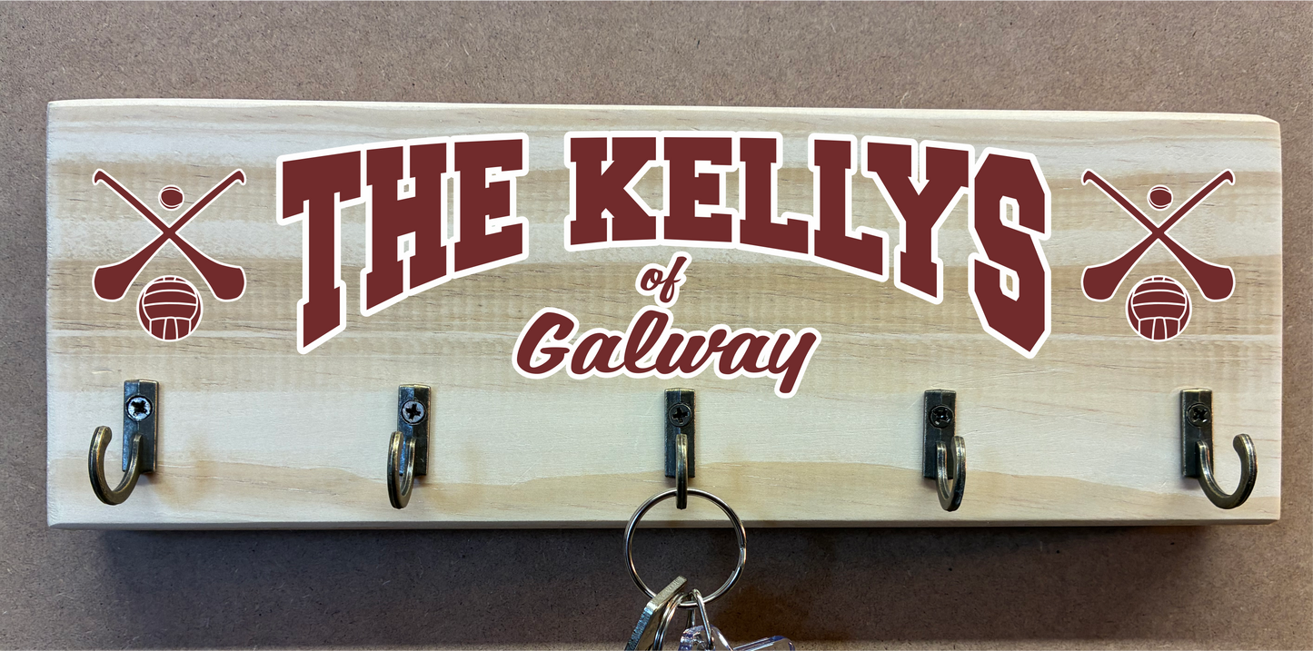 Personalised Family Name and County/Club Key Holder/Hooks (made from reclaimed pallet wood)