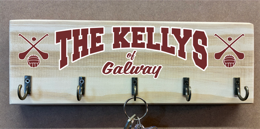 Personalised Family Name and County/Club Key Holder/Hooks (made from reclaimed pallet wood)
