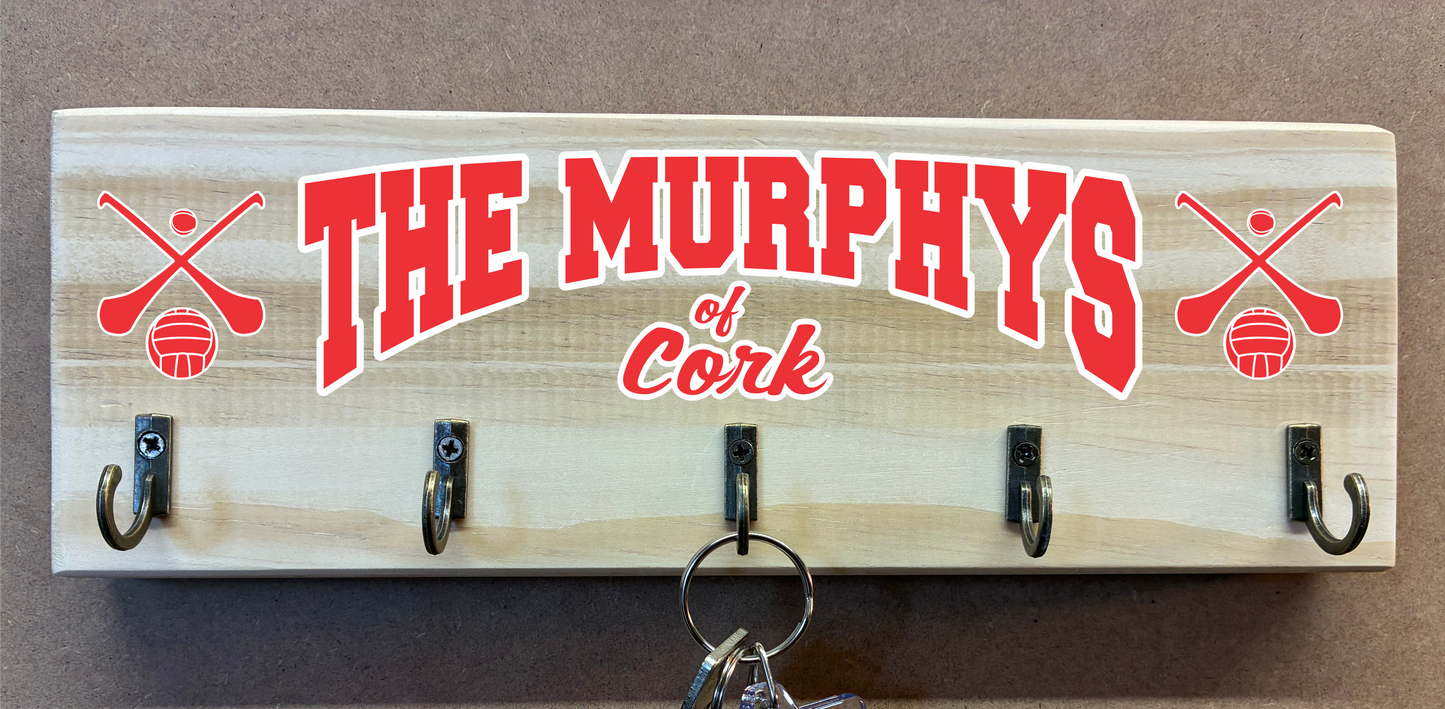 Personalised Family Name and County/Club Key Holder/Hooks (made from reclaimed pallet wood)