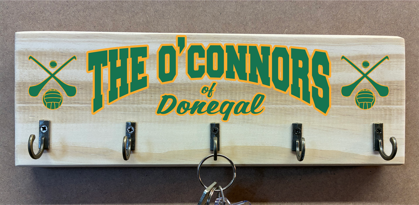 Personalised Family Name and County/Club Key Holder/Hooks (made from reclaimed pallet wood)