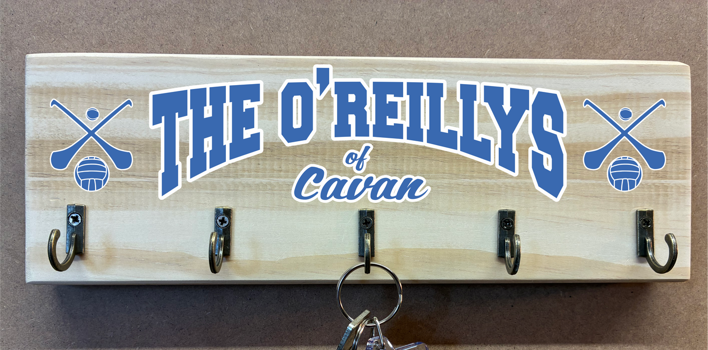 Personalised Family Name and County/Club Key Holder/Hooks (made from reclaimed pallet wood)