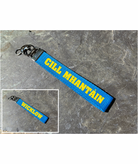 County Wicklow/Cill Mhantáin Gaelic Games Wristlet/Keyring/Keyfob - GAA - Hurling, Camogie, Football, Ladies Football & Handball. Wrist Lanyard.