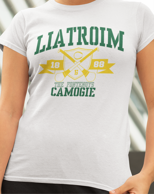 Liatroim, Co. Down, Co. Down, Crossed Hurls Camogie T-Shirt - Ladies Skinny-Fit