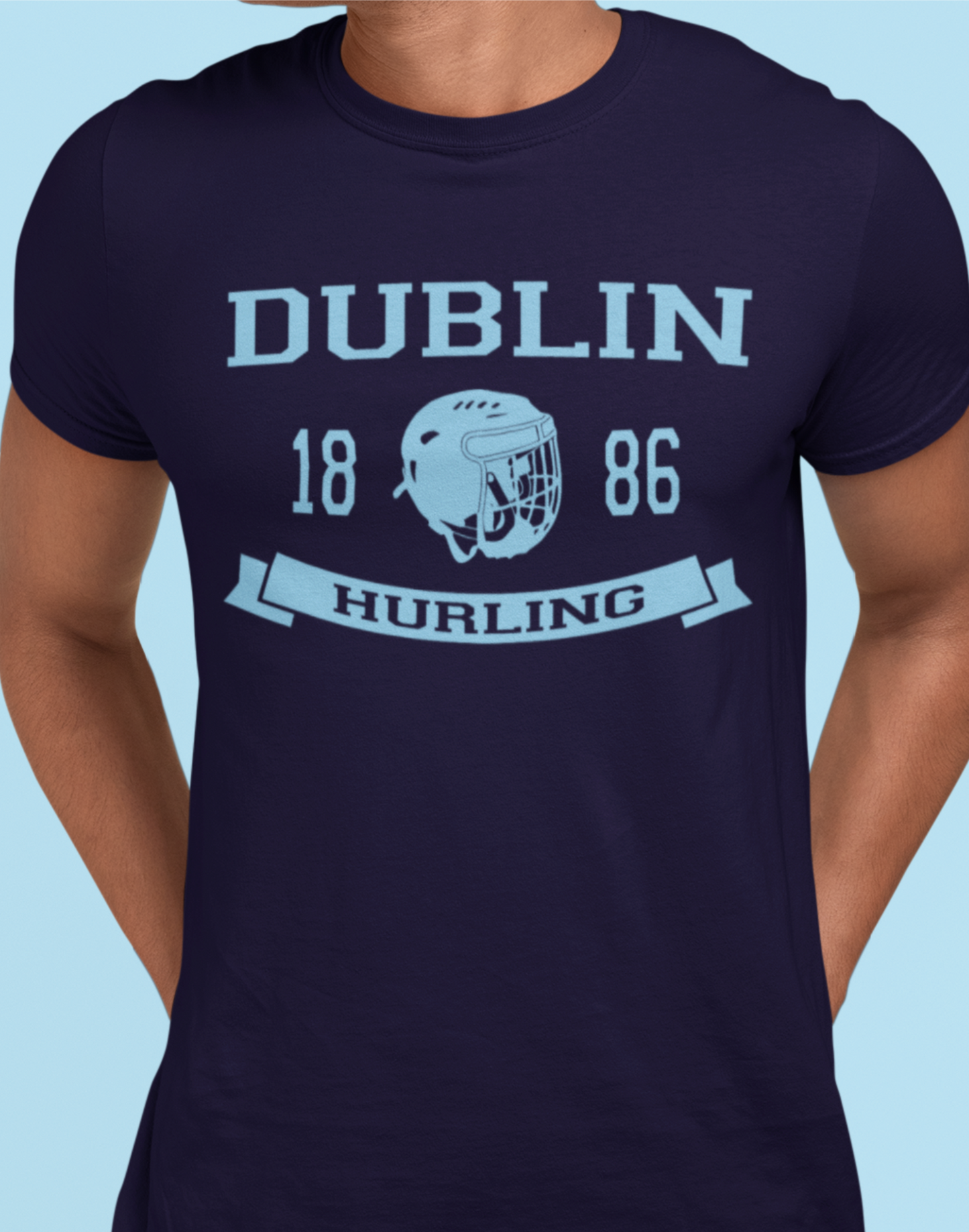 "I'm Lookin' For a Wild Dublin Girl" - Patrick Mahoney Music - Dublin Hurling Helmet Design T-Shirt - Adult