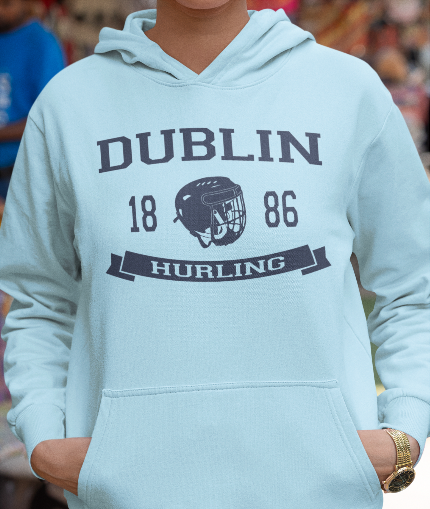 "I'm Lookin' For A Wild Dublin Girl" - Patrick Mahoney Music - Dublin Hurling Helmet Design Hoodie - Adult