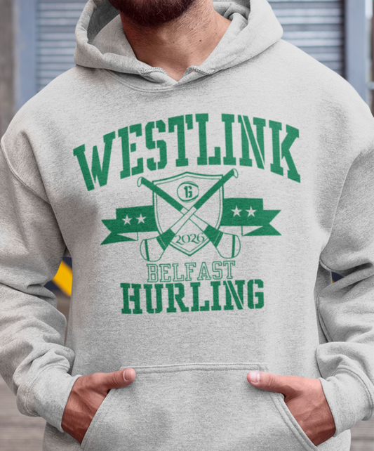 Westlink, Belfast, Hurling Hoodie - Crossed Hurls & Shield - Adult