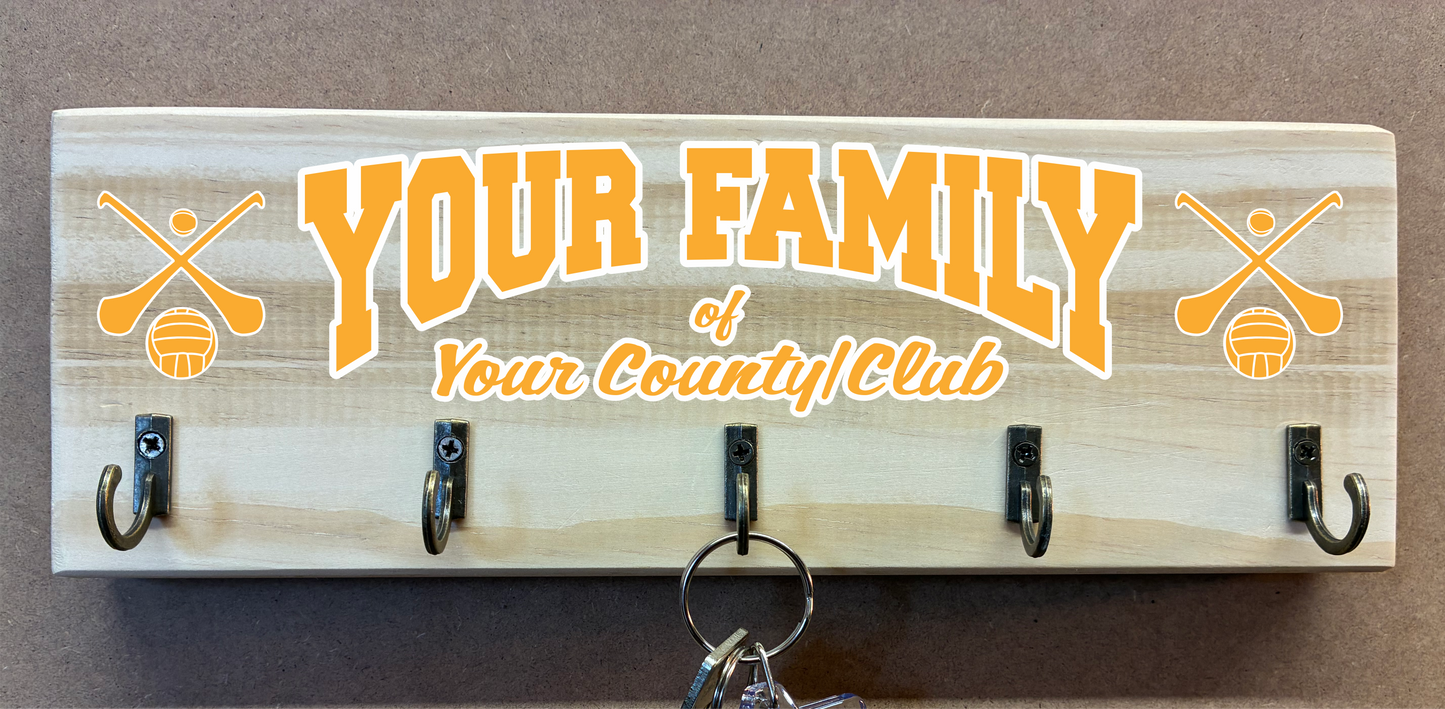 Personalised Family Name and County/Club Key Holder/Hooks (made from reclaimed pallet wood)