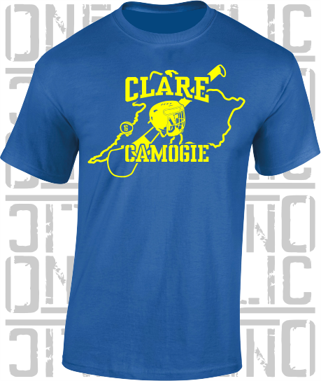 County Map Camogie T-Shirt - Adult - Clare