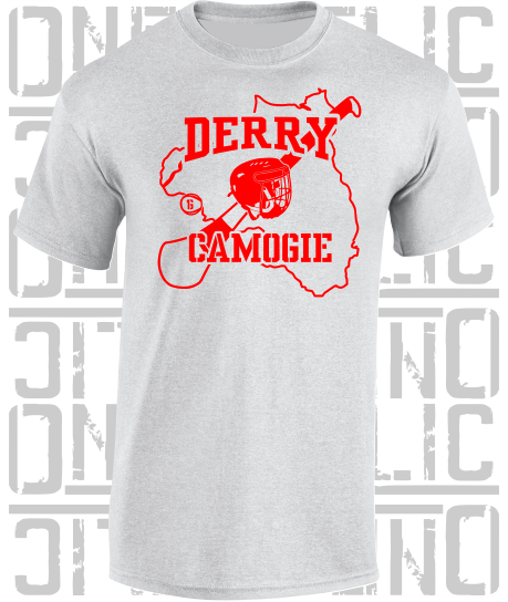 County Map Camogie T-Shirt - Adult - Derry