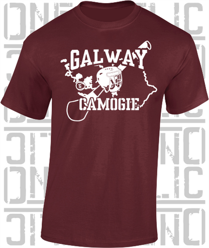 County Map Camogie T-Shirt - Adult - Galway