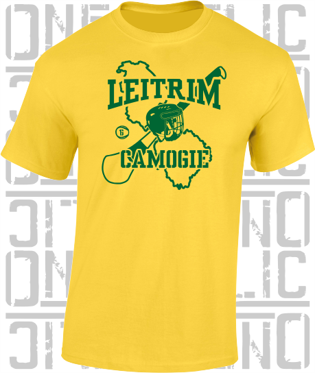 County Map Camogie T-Shirt - Adult - Leitrim