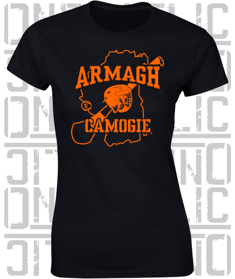 County Map Camogie Ladies Skinny-Fit T-Shirt - Armagh