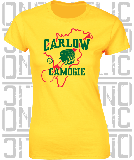 County Map Camogie Ladies Skinny-Fit T-Shirt - Carlow