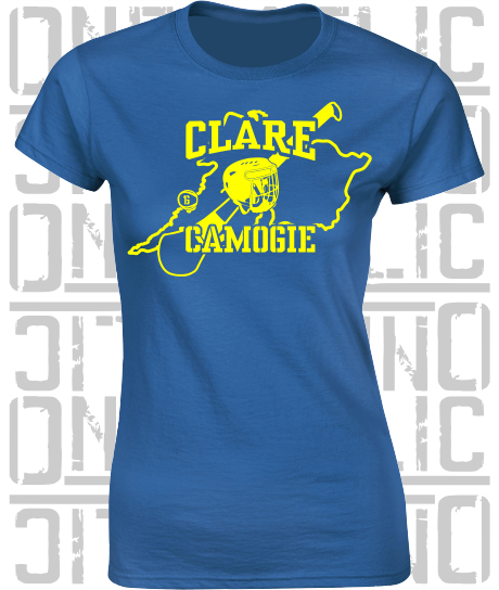 County Map Camogie Ladies Skinny-Fit T-Shirt - Clare