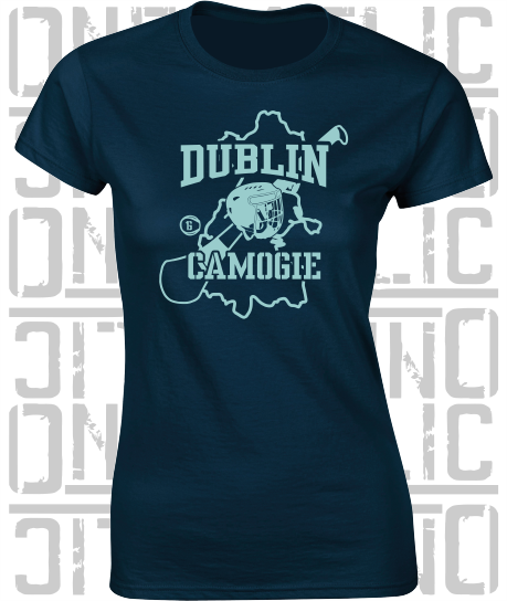 County Map Camogie Ladies Skinny-Fit T-Shirt - Dublin