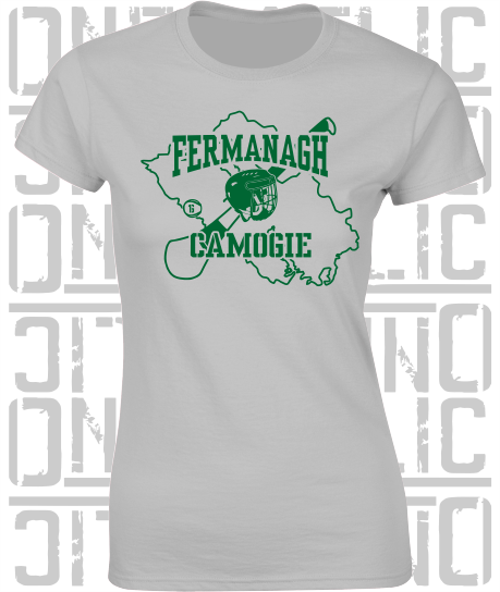 County Map Camogie Ladies Skinny-Fit T-Shirt - Fermanagh