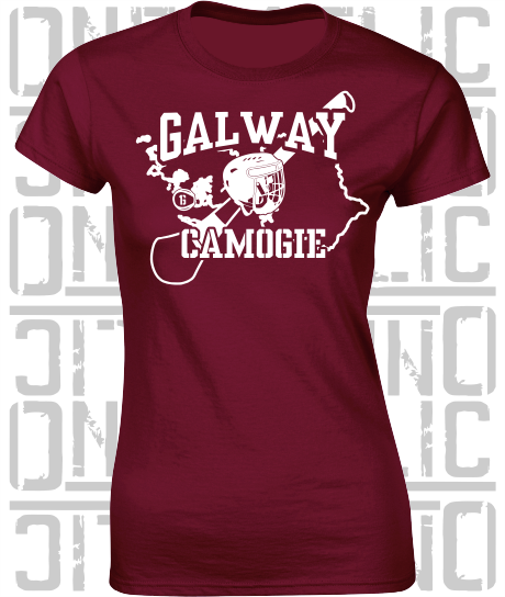 County Map Camogie Ladies Skinny-Fit T-Shirt - Galway