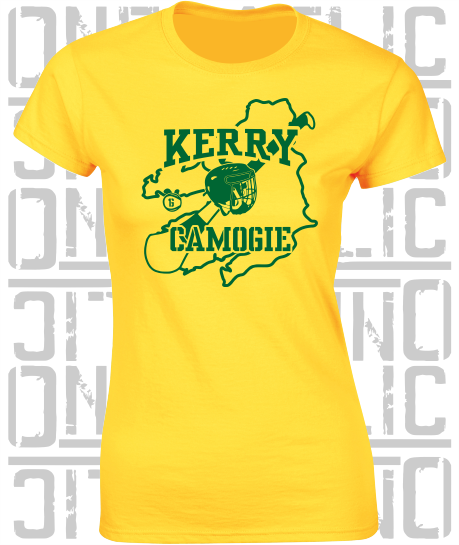 County Map Camogie Ladies Skinny-Fit T-Shirt - Kerry