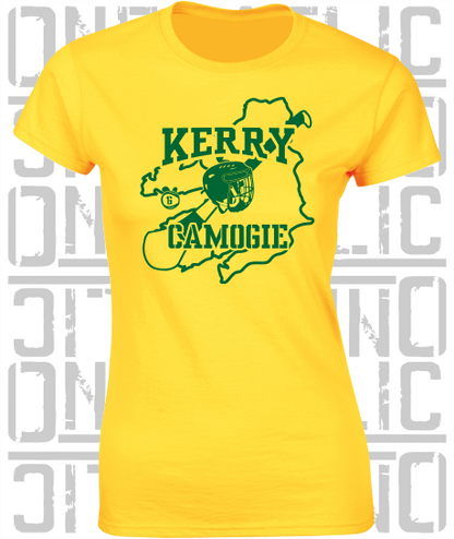 County Map Camogie Ladies Skinny-Fit T-Shirt - Kerry