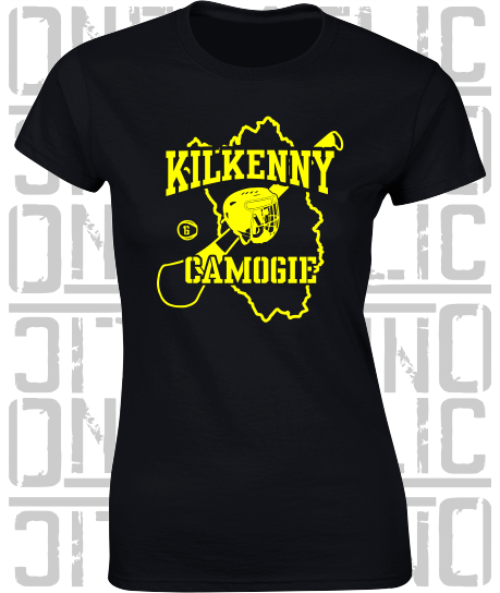 County Map Camogie Ladies Skinny-Fit T-Shirt - Kilkenny